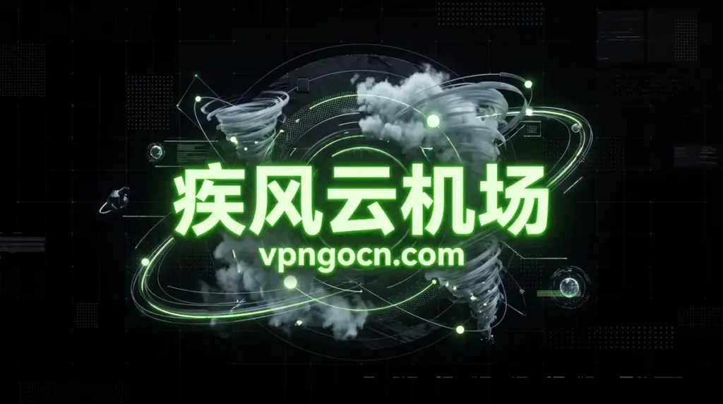 Neon-green Chinese text with a tech-themed background and the domain vpngcn.com prominently centered.